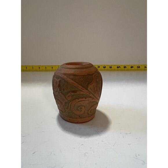 Pate & Bass Terracotta Vase Vintage 1992 Decorative Art Pottery Clay Votive Rare - Picture 8 of 11